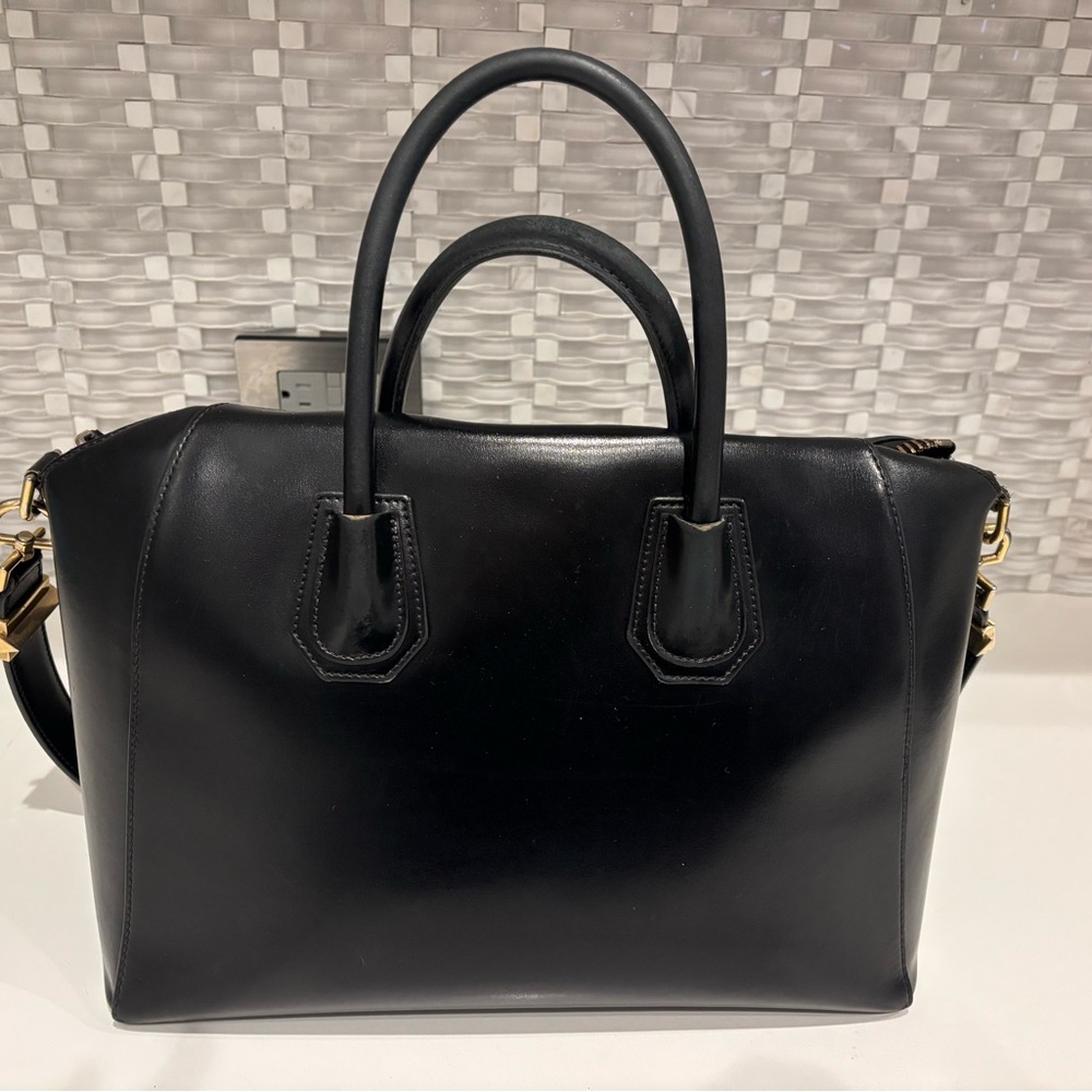 AUTH GIVENCHY ANTIGONA MEDIUM BAG IN BOX LEATHER BLACK - FOR REPAIR / PARTS - Picture 3 of 11